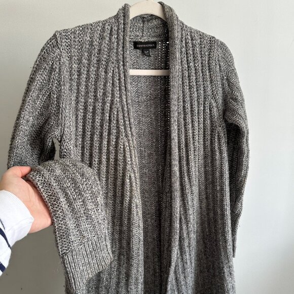 Banana Republic Grey Cotton/Wool Open Front Cardigan, S - Picture 1 of 5